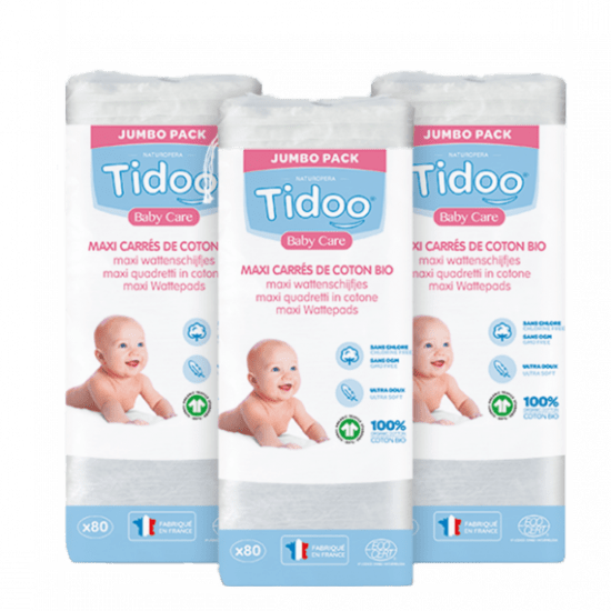 Carres De Coton Bebe Bio Made In France Lot 3x80 Tidoo