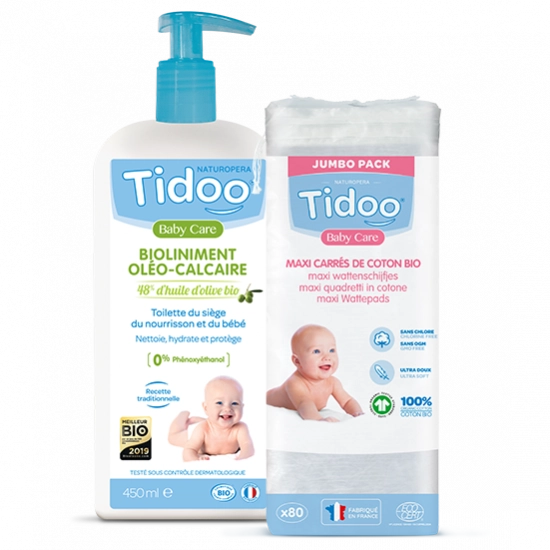 Kit Liniment Et Cotons Bio Pour Le Change De Bebe Tidoo